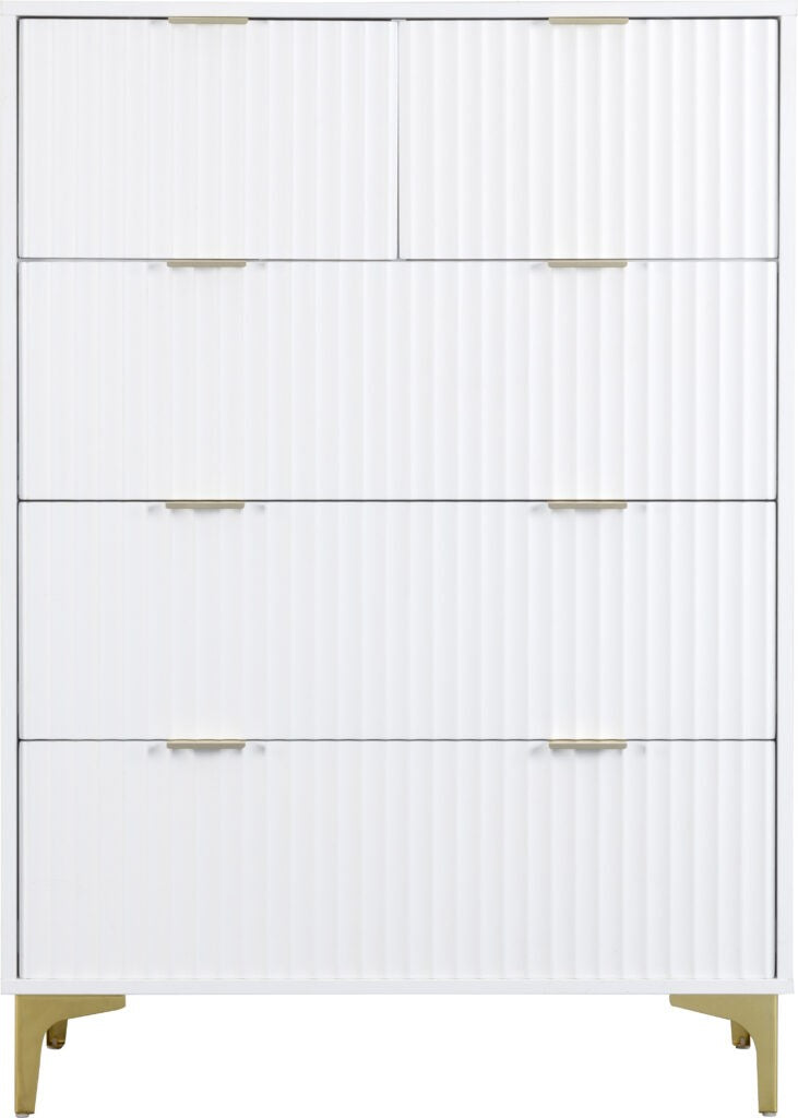 Miami 3+2 Drawer Chest - White/Gold