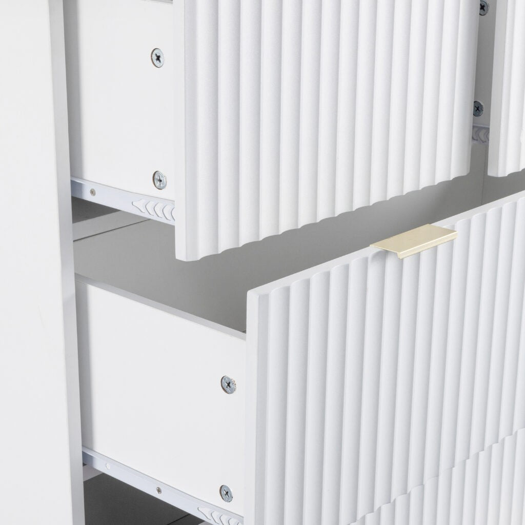 Miami 3+2 Drawer Chest - White/Gold