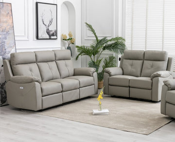 Milano Leather 3+2 Electric Recliner Sofa Suite- Moon