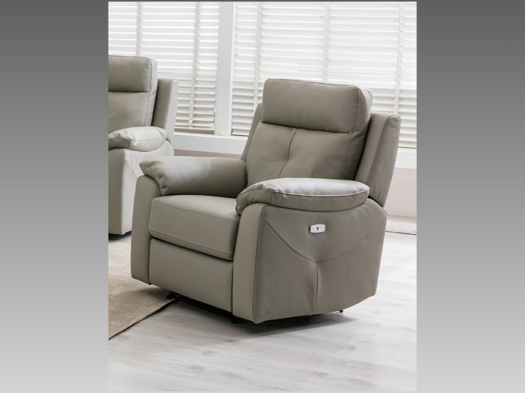 Milano Leather 3+1+1 Electric Recliner Sofa Suite- Moon