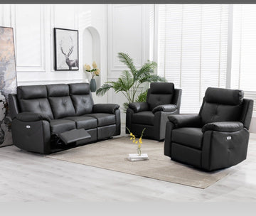 Milano Leather 3+1+1 Electric Recliner Sofa Suite- Anthracite