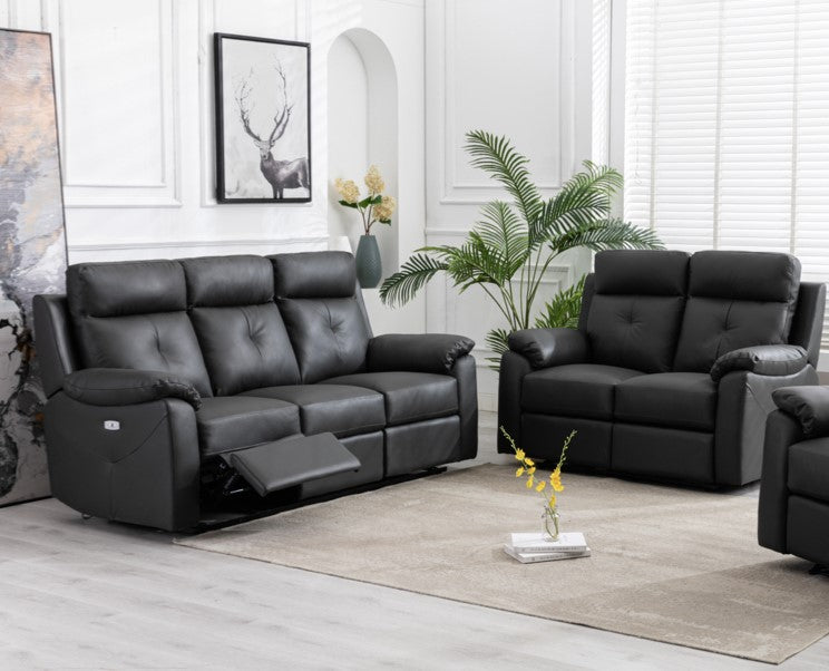 Milano Leather 3+2 Electric Recliner Sofa Suite- Anthracite