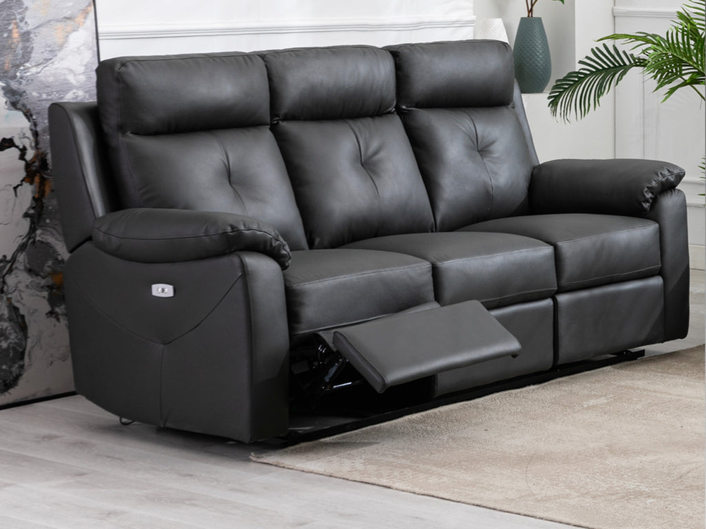 Milano Leather 3+1+1 Electric Recliner Sofa Suite- Anthracite