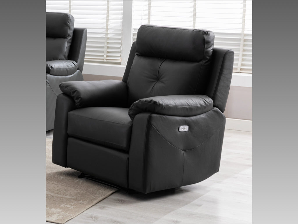 Milano Leather 3+1+1 Electric Recliner Sofa Suite- Anthracite