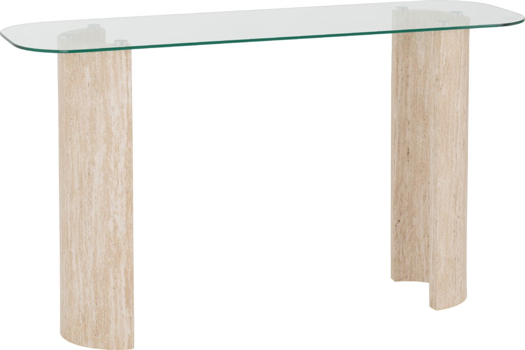 Modena Console Table - Clear Glass/Cream Marble Effect