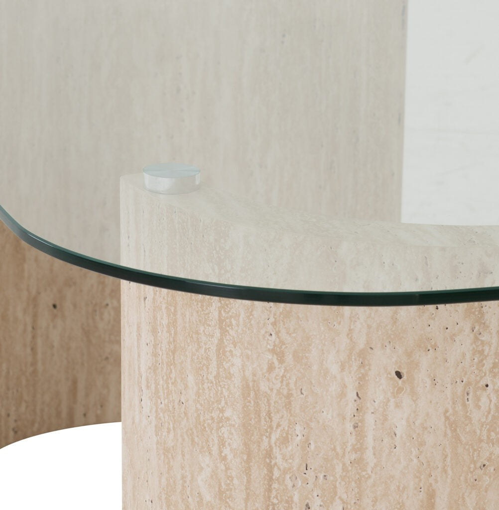 Modena Console Table - Clear Glass/Cream Marble Effect