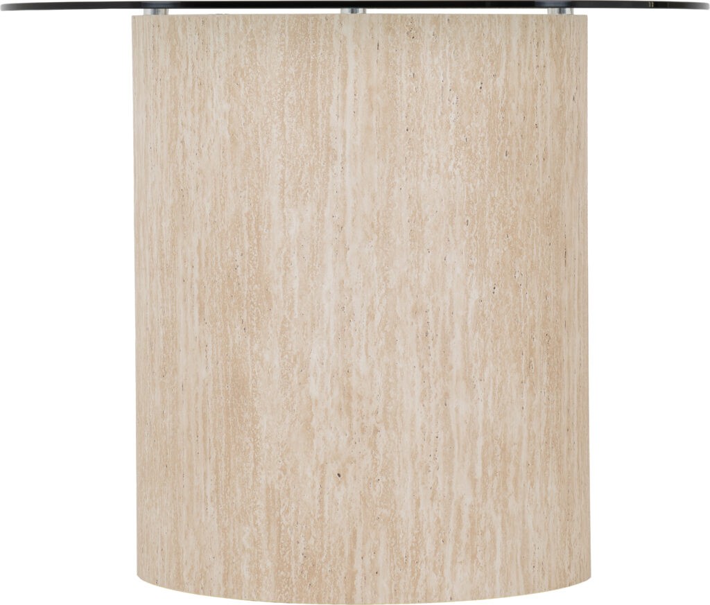 Modena Dining Table - Clear Glass/Cream Marble Effect