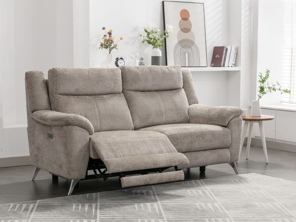 Monroe Electric 3 Seater Recliner Sofa - Fossil