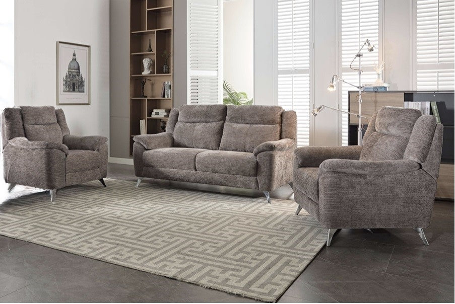 Monroe 3+1+1 Sofa Suite Fixed - Stone