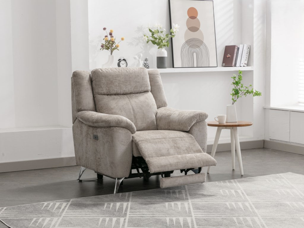 Monroe 3+1+1 Electric Recliner Sofa Suite - Fossil