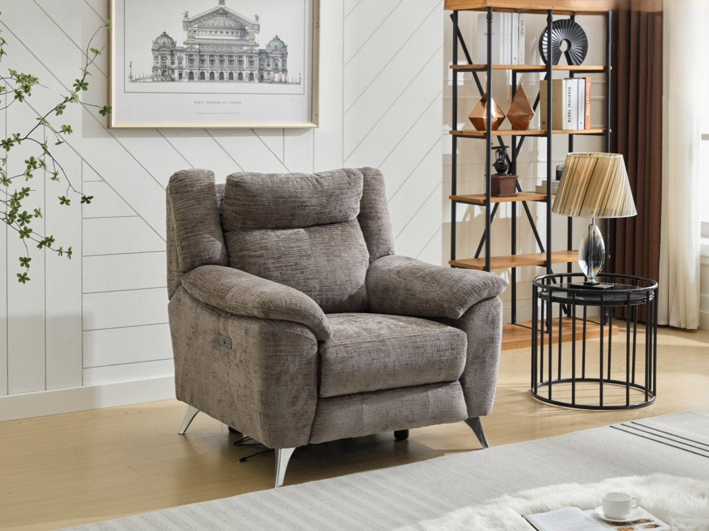 Monroe 3+1+1 Electric Recliner Sofa Suite - Stone