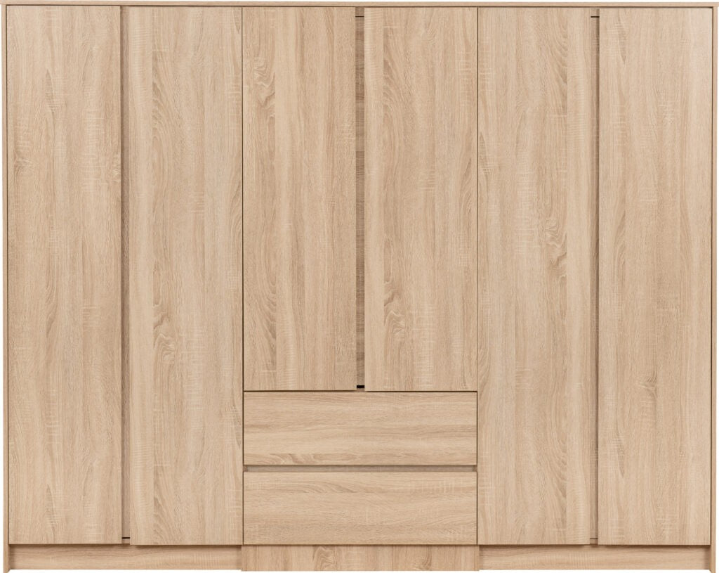 Malvern 6 Door 2 Drawer Wardrobe - Sonoma Oak Effect