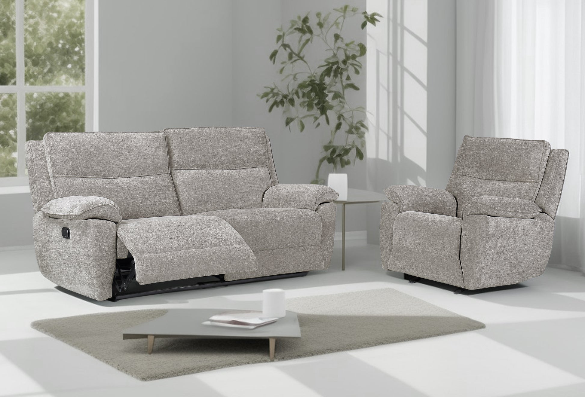 Midtown Recliner Sofas - Light Grey
