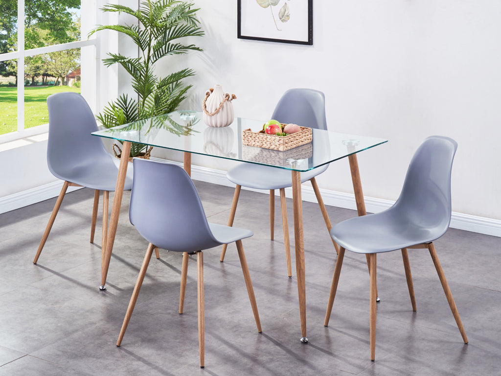 Milana Dining Set Grey (4 Chairs)