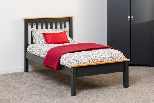 Monaco 3' Single Bed Low Foot End - Grey/Oak Effect