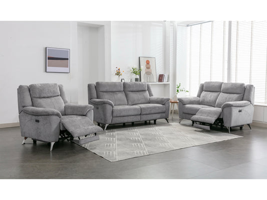 Monroe 3+1+1 Electric Recliner Sofa Suite - Ash