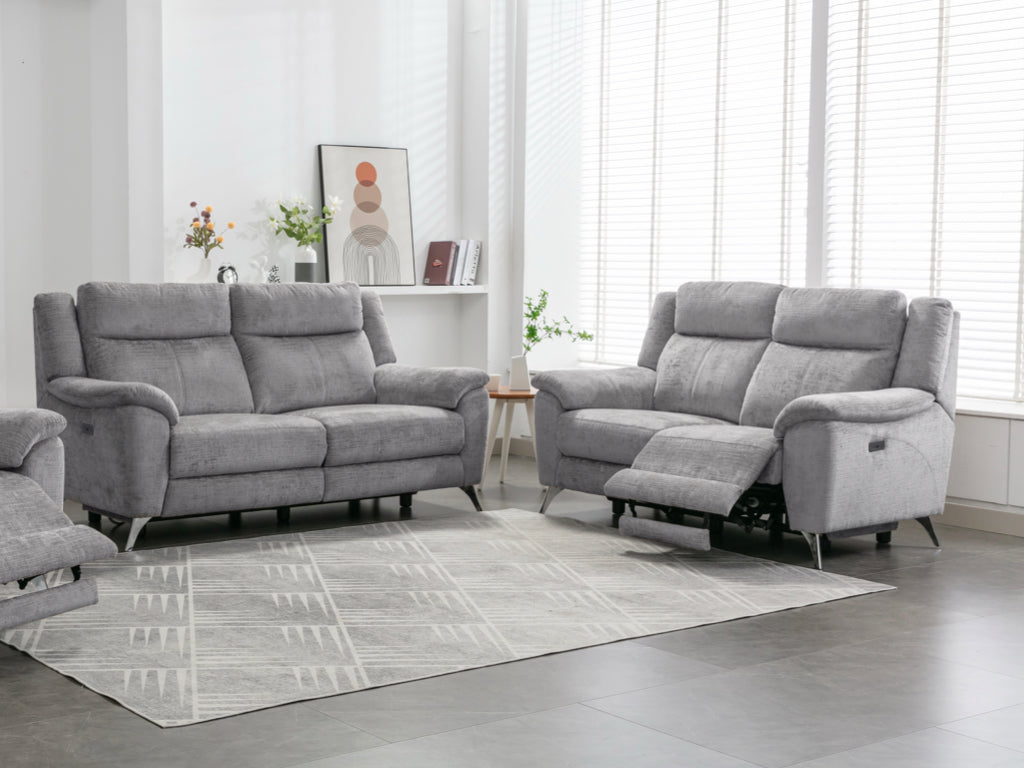Monroe 3+2 Electric Recliner Sofa Suite - Ash