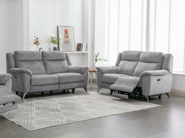 Monroe 3+2 Electric Recliner Sofa Suite - Ash