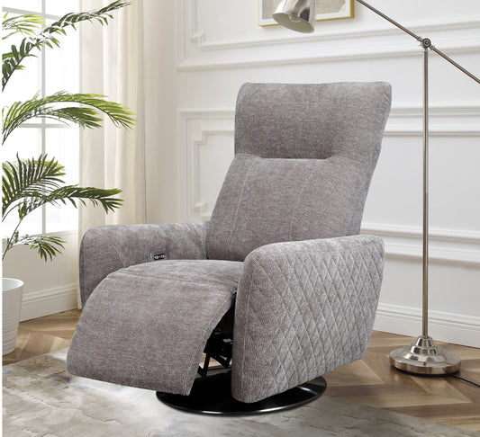 Monti Swivel Electric Recliner Chair – Grey Fabric