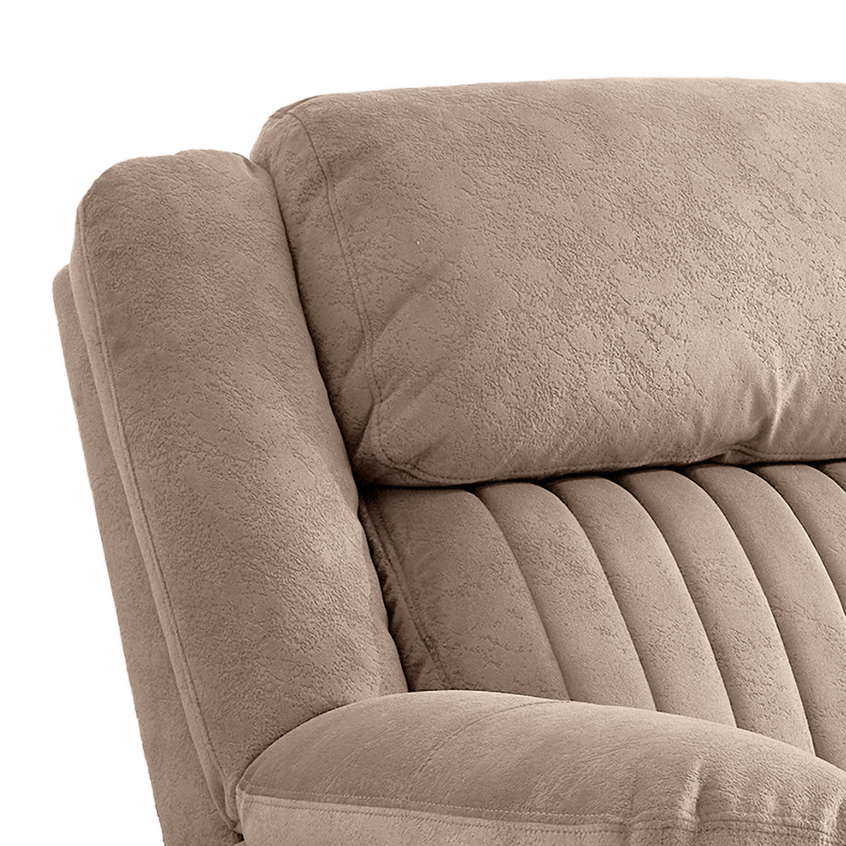 Morgan taupe manual recliner armchair padded backrest detail