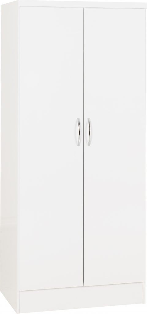 Nevada 2 Door All Hanging Wardrobe - White Gloss