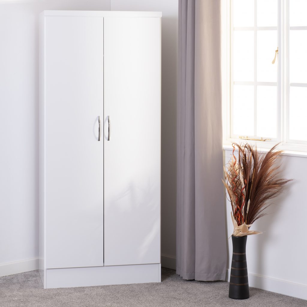 Nevada 2 Door All Hanging Wardrobe - White Gloss