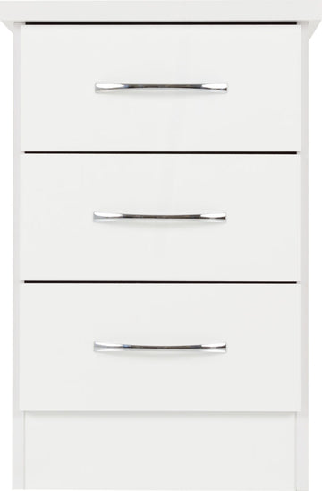 Nevada Bedside Locker White Gloss - The Right Buy Store