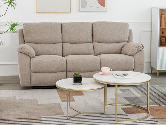 Nordic 3 Seater Recliner Sofa - Dune (Fabric)