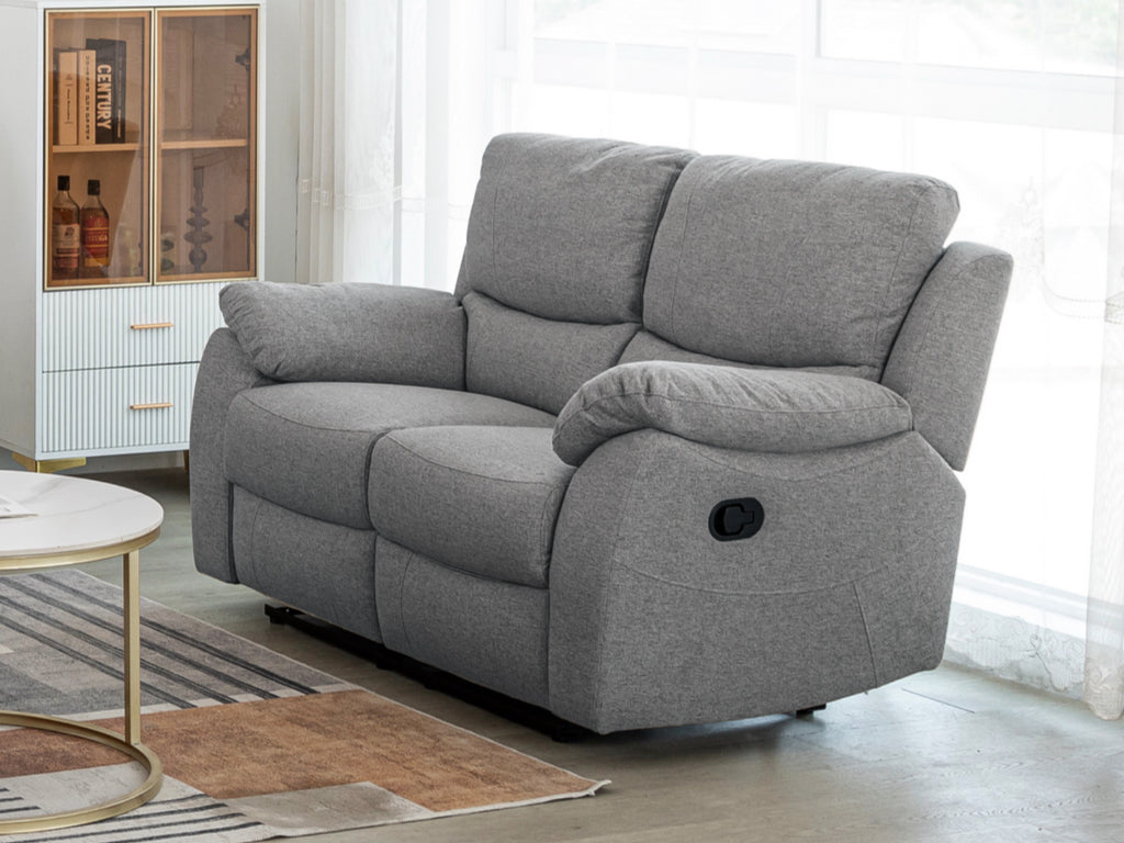 Nordic 2 Seater Recliner Sofa- Grey (Fabric)