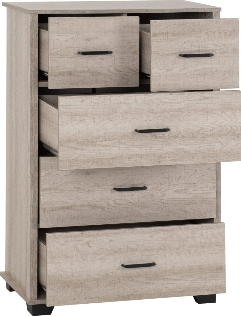 Oliver 3+2 Drawer Chest - Light Oak Effect