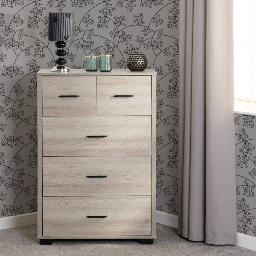 Oliver 3+2 Drawer Chest - Light Oak Effect