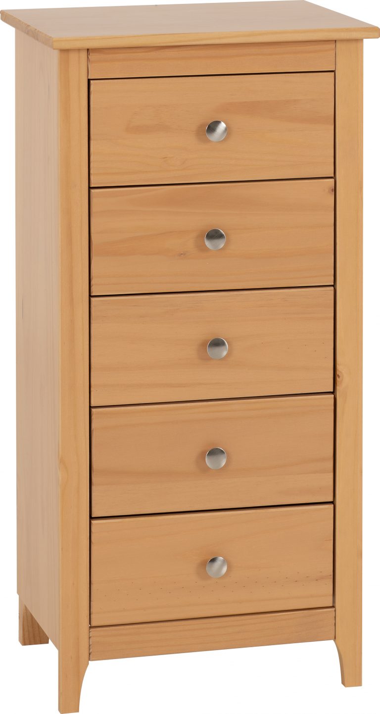 Oslo 5 Drawer Narrow Chest - Antique Pine