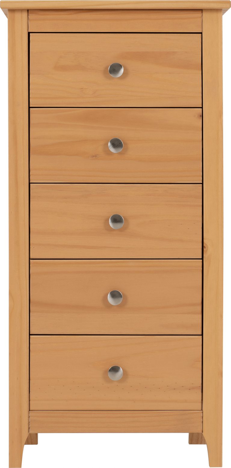 Oslo 5 Drawer Narrow Chest - Antique Pine