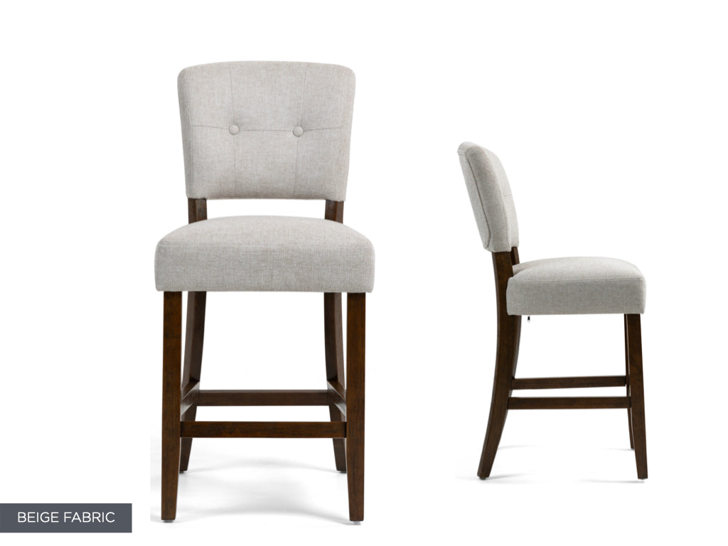 Oakridge Counter Stool - Fabric and Dark Oak Set of 2 (Beige and Grey)