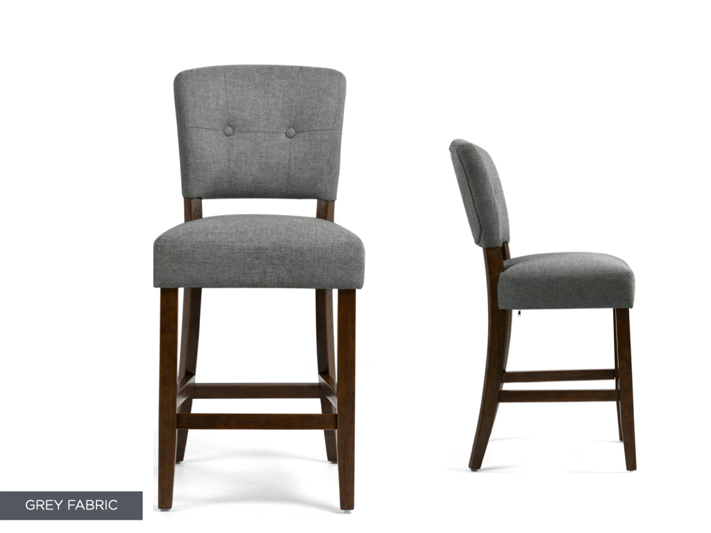 Oakridge Counter Stool - Fabric and Dark Oak Set of 2 (Beige and Grey)