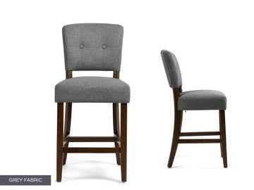 Oakridge Counter Stool - Fabric and Dark Oak Set of 2 (Beige and Grey)