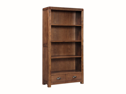 Oakridge Dark Oak High Bookcase With 2 Drawer