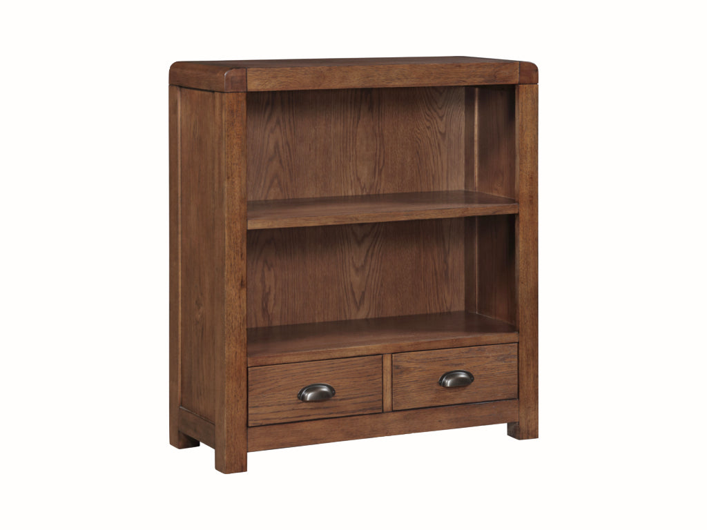 Oakridge Dark Oak Low Bookcase With 2 Drawer