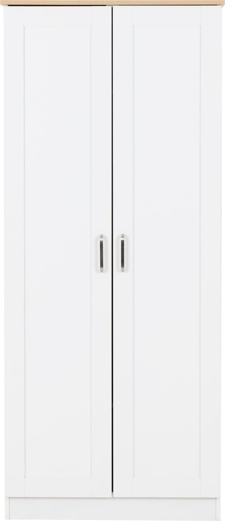 Portland 2 Door Wardrobe - White/Oak Effect