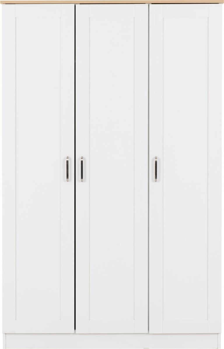 Portland 3 Door Wardrobe - White/Oak Effect