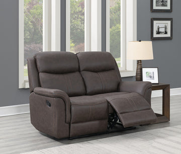 Portland 2 Seater Reclining Sofa - Rustic Brown Fabric