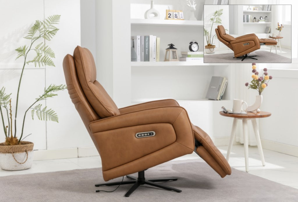 Prestige Triple Motor Electric Swivel Chair Leather - Camel