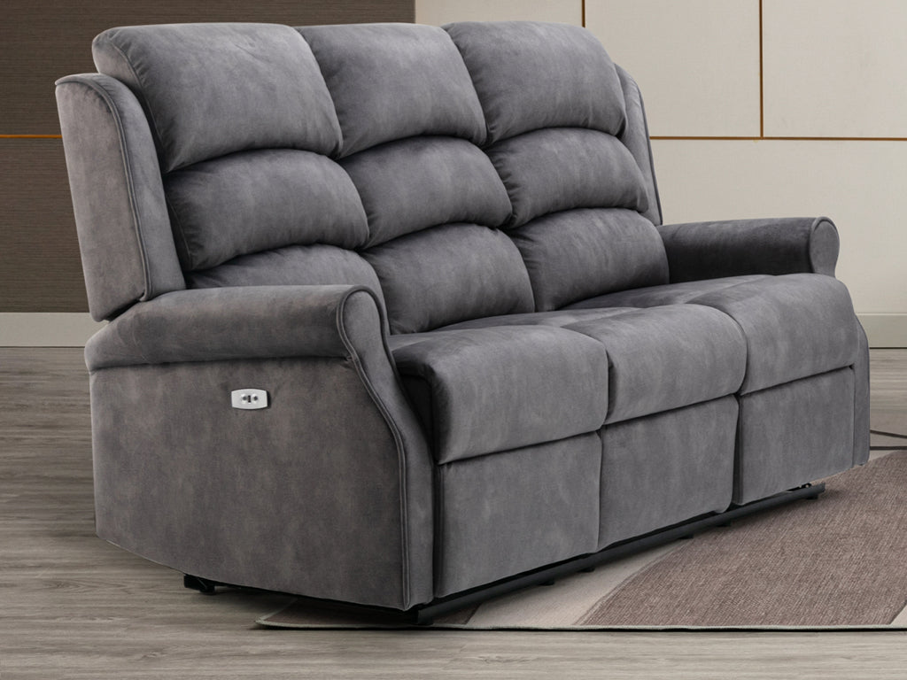 Penrith 3 Seater Electric Recliner- Grey (Fabric)