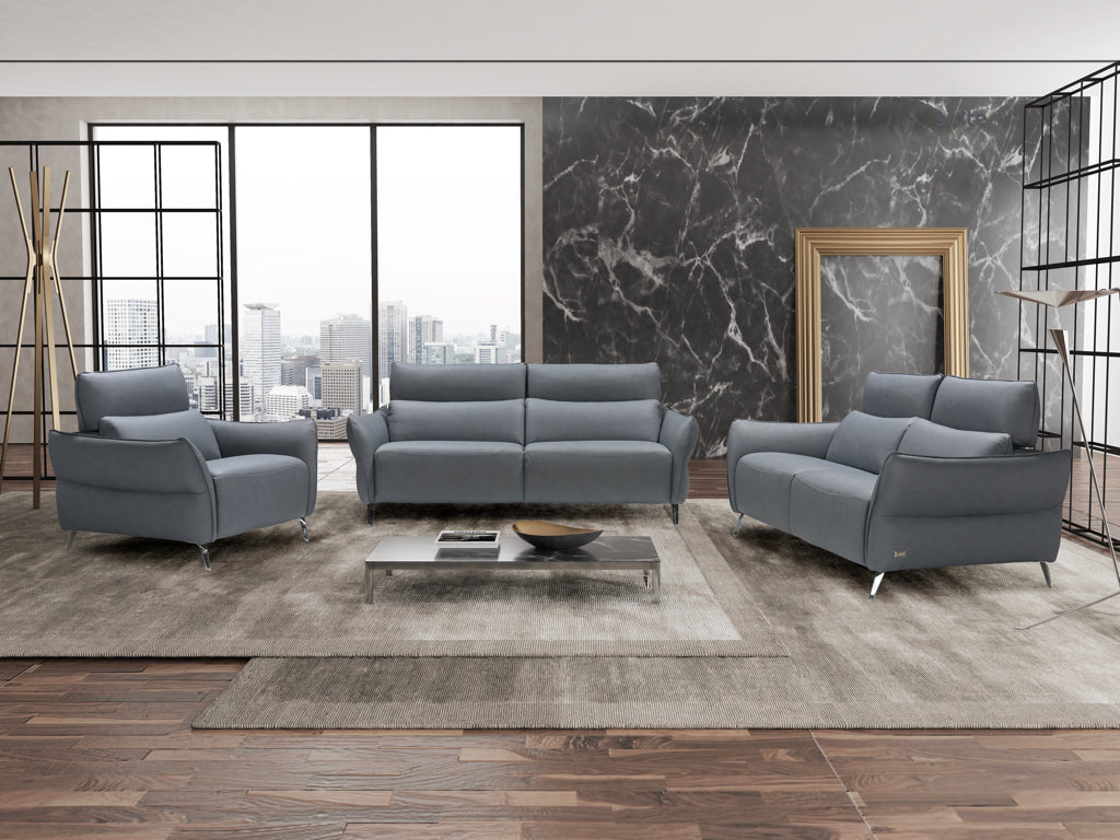 Perlini Italian Leather Sofa - Cobalto