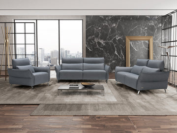 Perlini Italian Leather Sofa - Cobalto