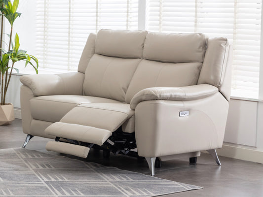 Peru 2 Seater Electric Recliner Leather - Ivory