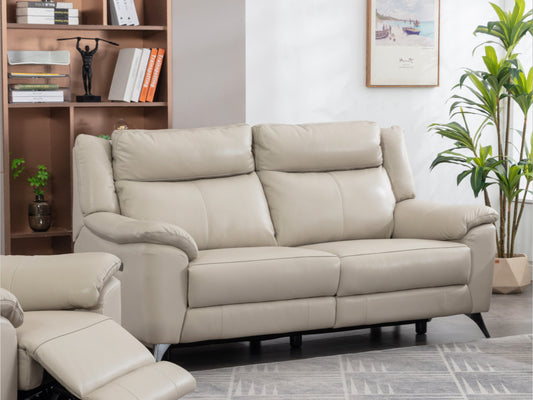 Peru 3 Seater Electric Recliner Leather - Ivory