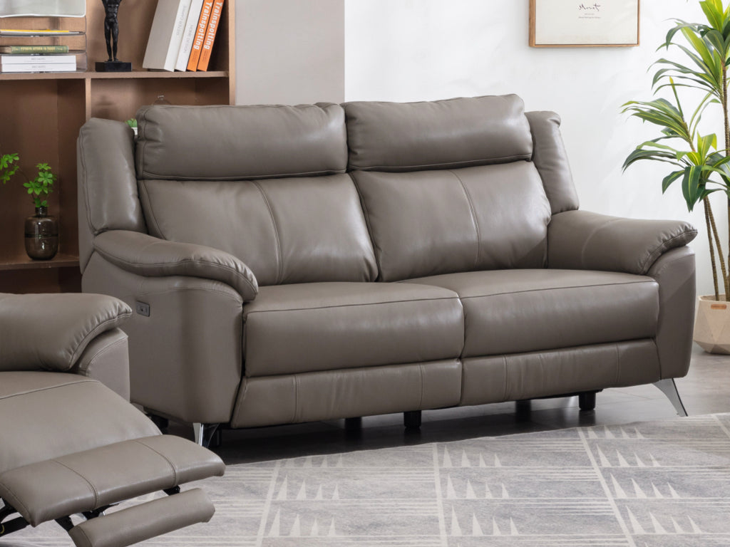 Peru 3+1+1 Electric Suite - Steel Grey Leather