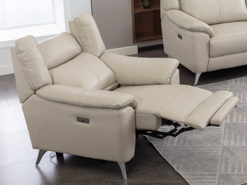 Peru 1 Seater Electric Recliner- Ivory Leather