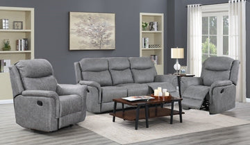 Portland 3+1+1 Reclining Sofa Suite- Silver Grey Fabric